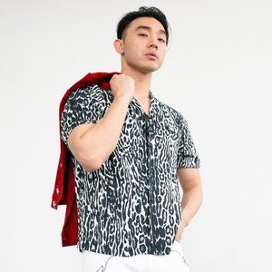 COPY - Burberry Black Leopard Print Twill Short Sleeve Button Up Shirt